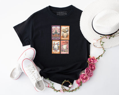 Retro Halloween Ghost Tarot Cards Crewneck T-Shirt