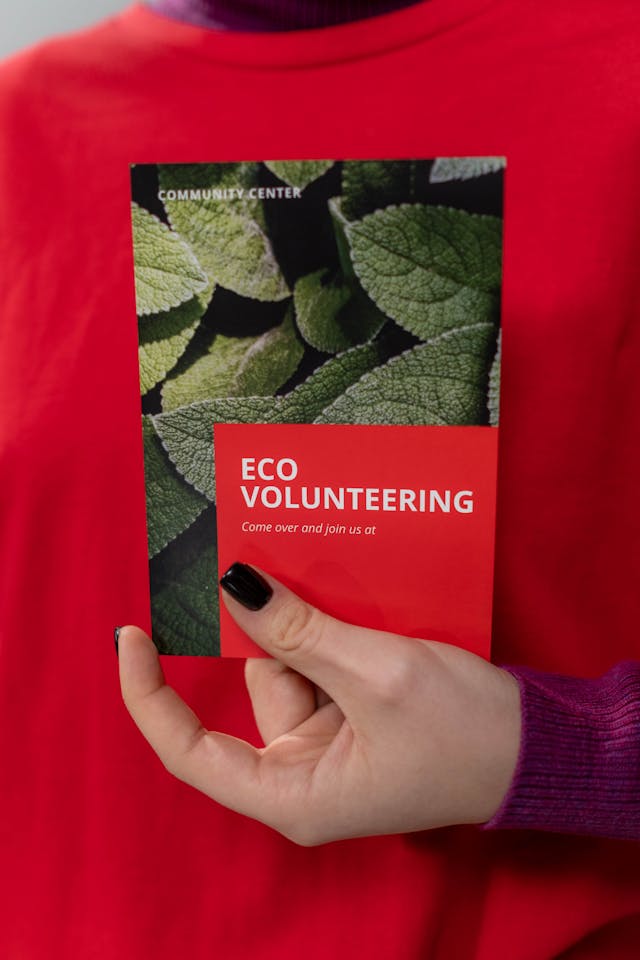 vorell eco volunteering flyer hold by a girl